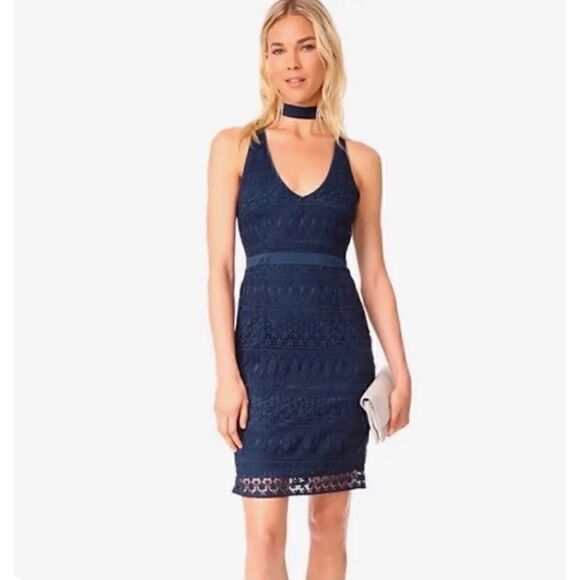 NWT Revolve Likely Navy Lace Drew Sleeveless V-Neck Choker Mini Dress, Size 4 - Picture 7 of 16